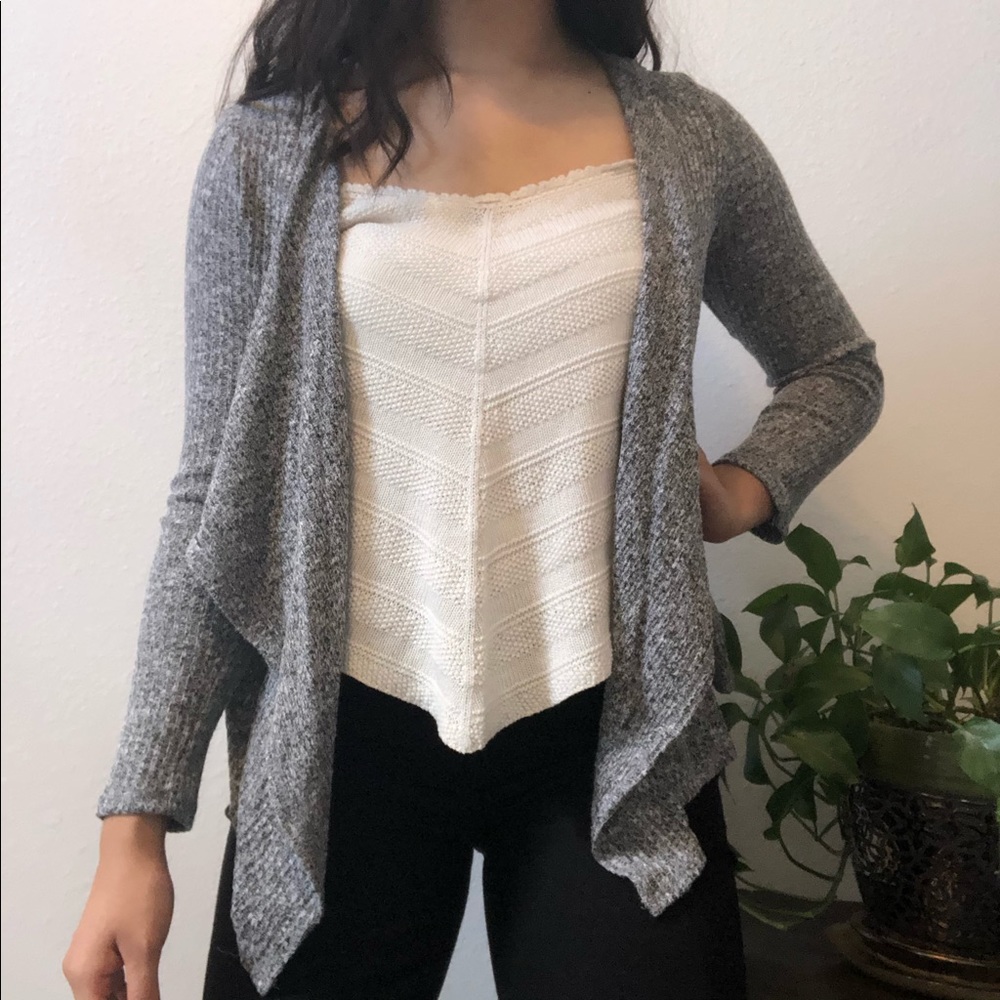 Light Gray Hooded Cardigan